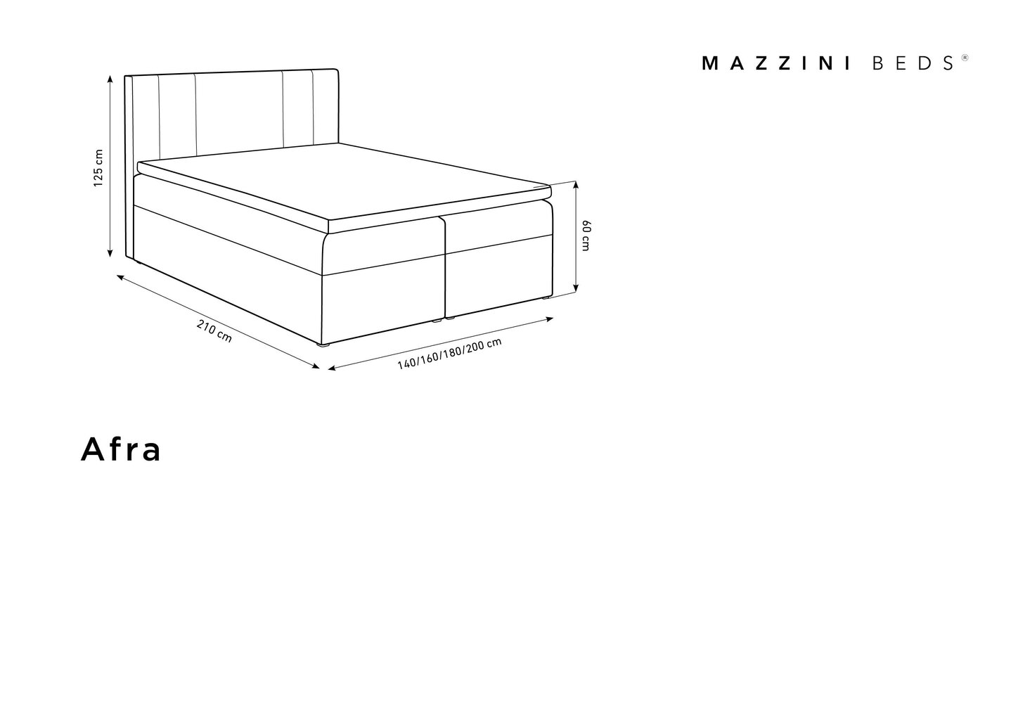 Lova Mazzini sofas Afra 160x200 cm, šviesiai žalia kaina ir informacija | Lovos | pigu.lt