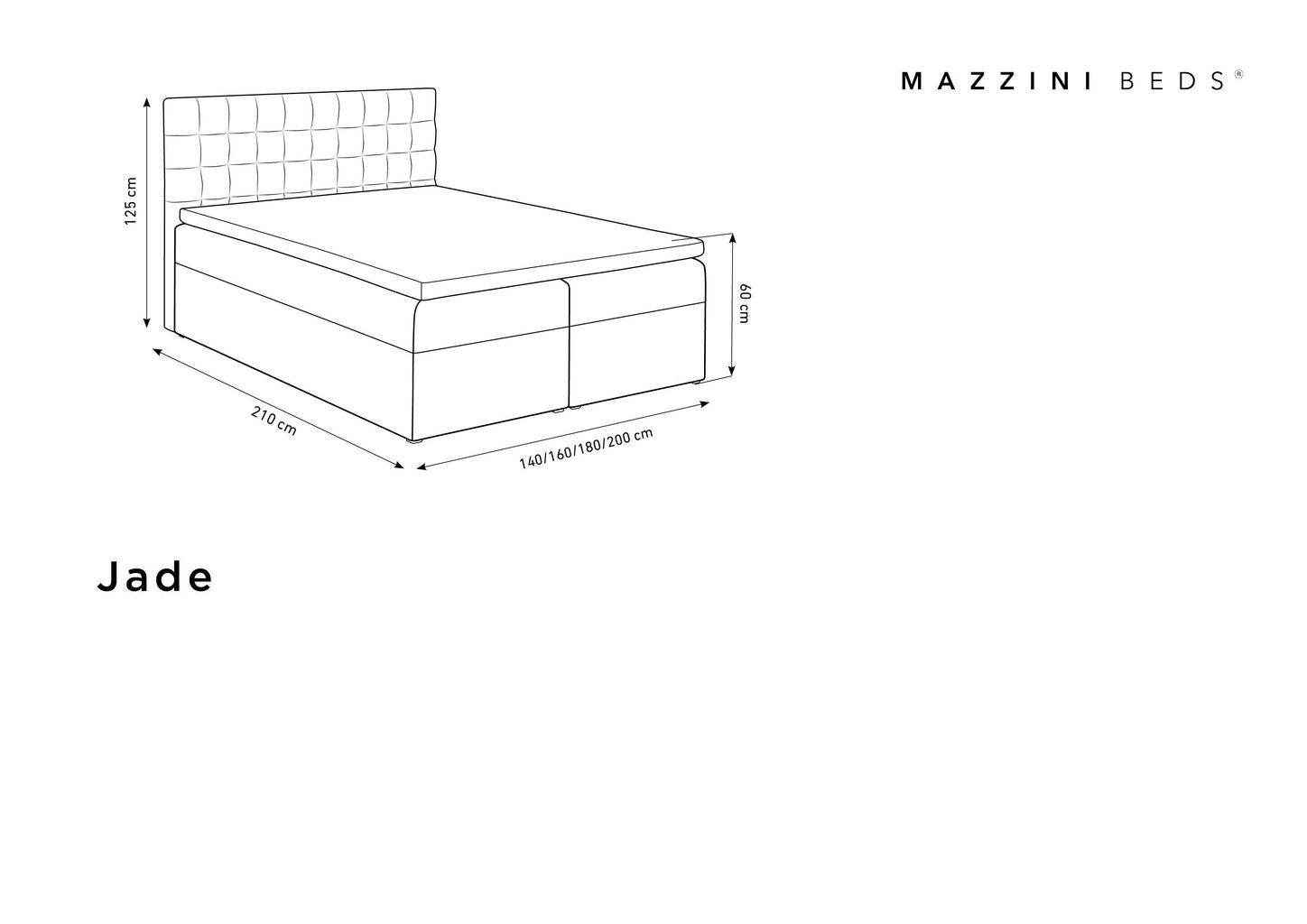 Lova Mazzini Beds Jade 180x200 cm, smėlio spalvos kaina ir informacija | Lovos | pigu.lt