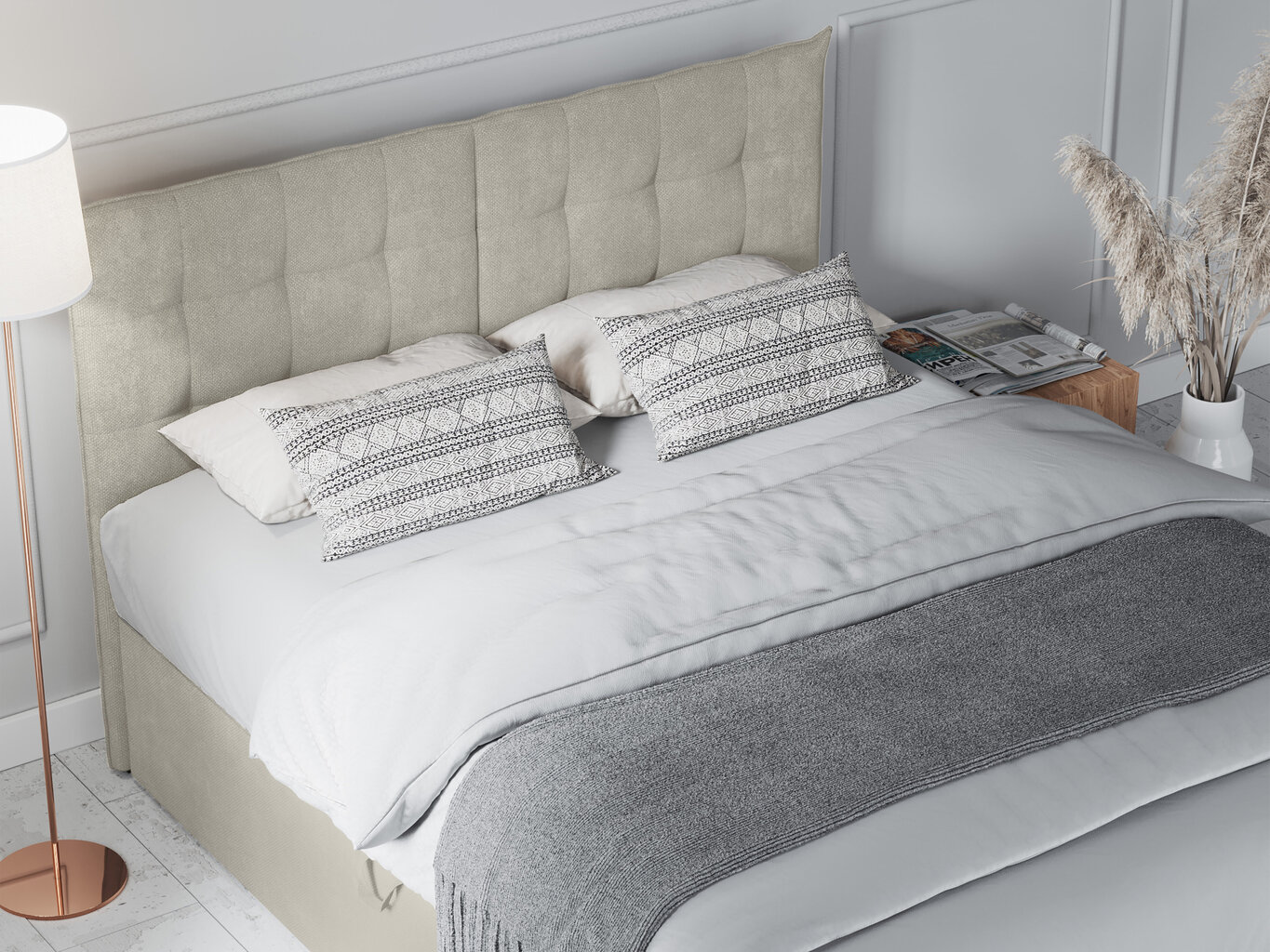 Lova Mazzini Beds Echaveria 140x200 cm, smėlio spalvos kaina ir informacija | Lovos | pigu.lt