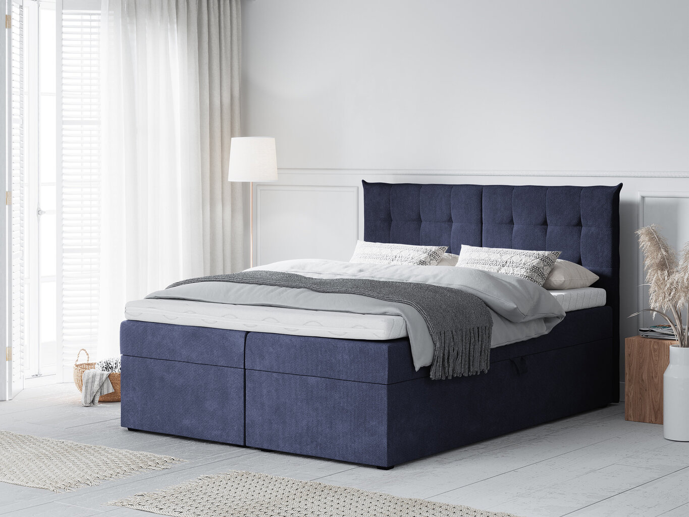 Lova Mazzini Beds Echaveria 160x200 cm, tamsiai mėlyna цена и информация | Lovos | pigu.lt