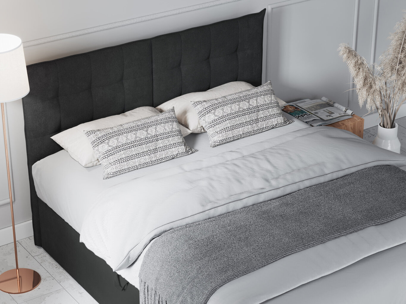 Lova Mazzini Beds Echaveria 140x200 cm, tamsiai pilka kaina ir informacija | Lovos | pigu.lt