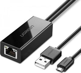 Внешний сетевой адаптер Ugreen USB 100Mbps для Chromecast с кабелем 1 ,м черный (30985) цена и информация | Адаптеры, USB-разветвители | pigu.lt