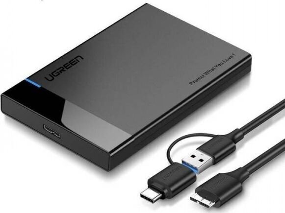 Išorinio kietojo disko dėklas Ugreen US221 SATA, HDD 2,5", USB 3.0 + USB-C, micro USB 3.0 kaina ir informacija | Išoriniai kietieji diskai (SSD, HDD) | pigu.lt