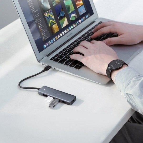 Ugreen CM219 šakotuvas USB 3.0, USB-C, micro USB, pilkas kaina ir informacija | Adapteriai, USB šakotuvai | pigu.lt