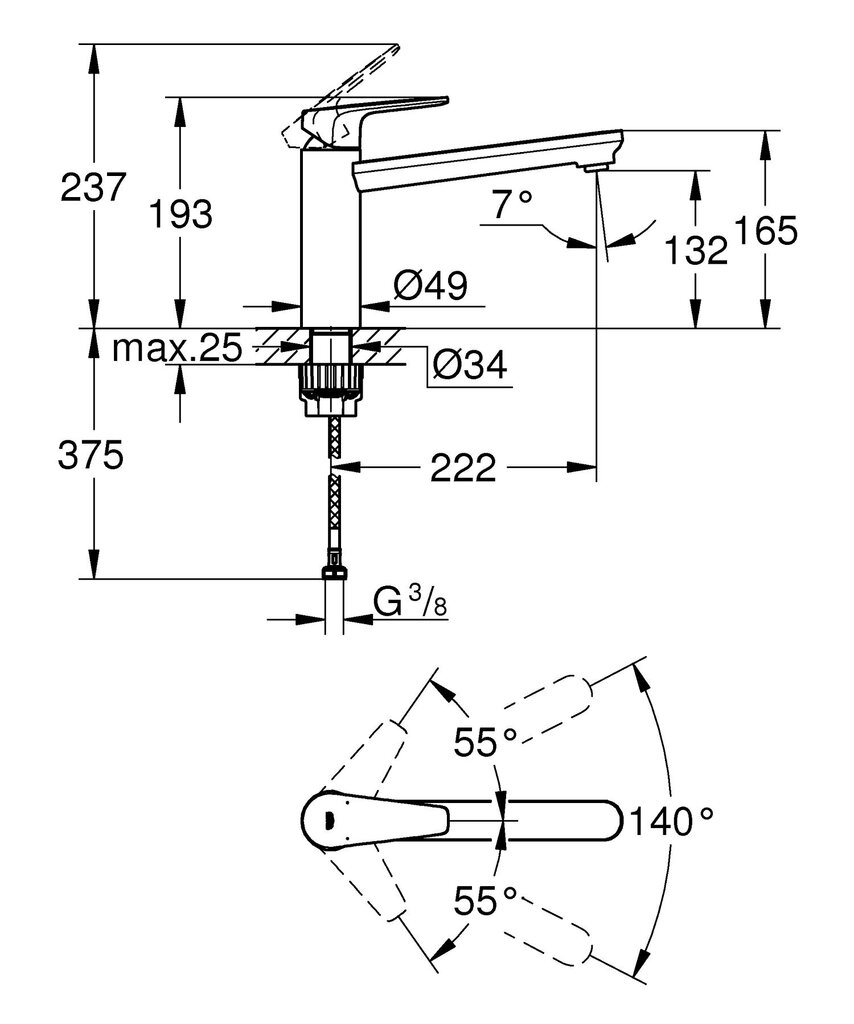 Vienasvirtis plautuvės maišytuvas Grohe BauEdge 1/2" цена и информация | Virtuvės maišytuvai | pigu.lt