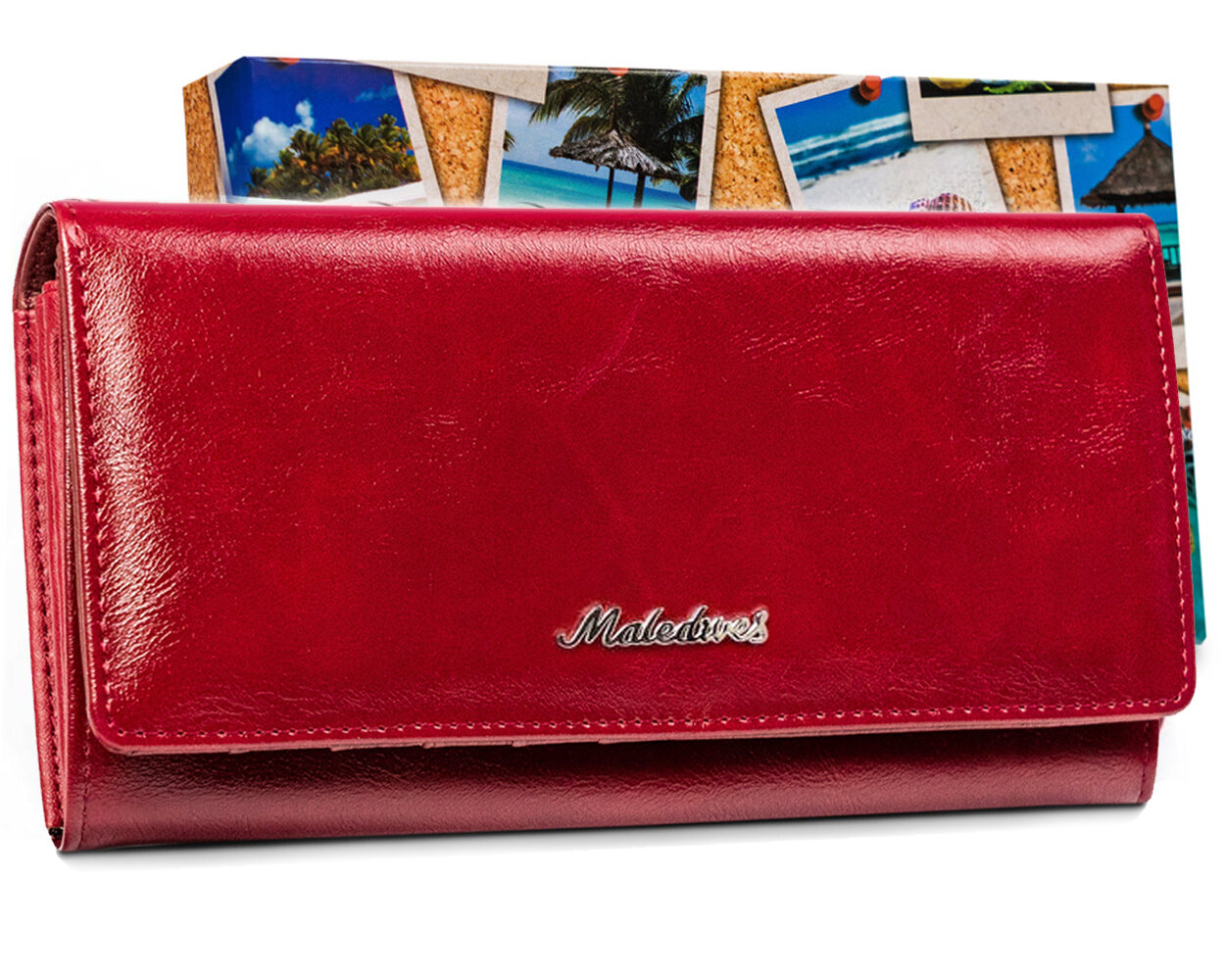 Natūralios odos piniginė moterims Maledives, raudona kaina ir informacija | Piniginės, kortelių dėklai moterims | pigu.lt