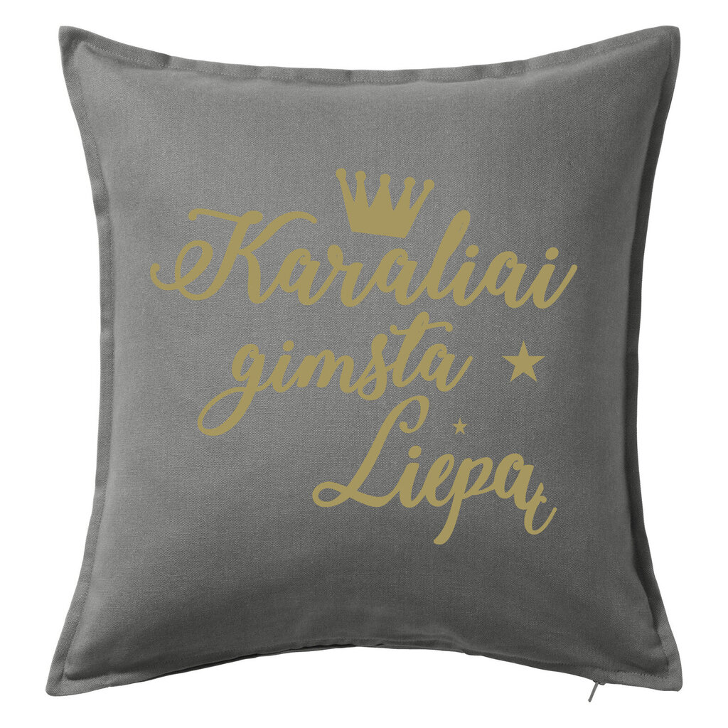 Dekoratyvinė pagalvėlė „Karaliai gimsta liepą“, pilka. цена и информация | Originalios pagalvės, užvalkalai | pigu.lt
