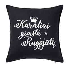 Dekoratyvinė pagalvėlė „Karaliai gimsta rugpjūtį“, juoda. kaina ir informacija | Originalios pagalvės, užvalkalai | pigu.lt