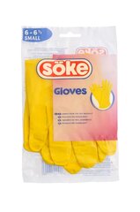 Natūralaus latekso pirštinės Soke, S, geltona, 1 pora цена и информация | Рабочие перчатки | pigu.lt