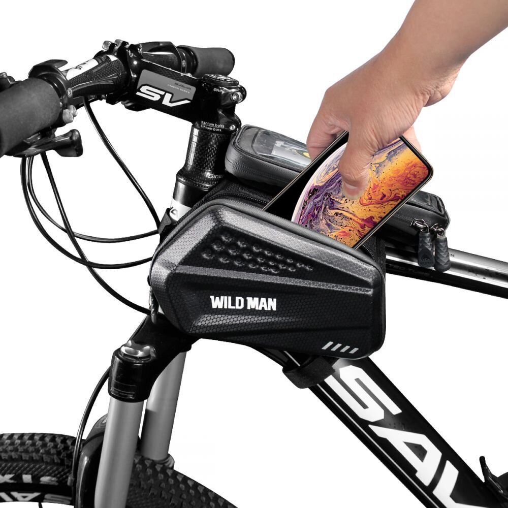 Dviračio rėmo krepšys telefonui WildMan Hardpouch XXL, juodas kaina ir informacija | Kiti dviračių priedai ir aksesuarai | pigu.lt