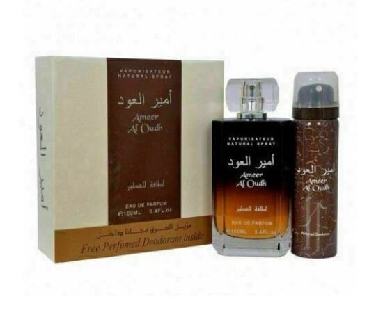 Rinkinys Ameer Al Oud by Lattafa EDT vyrams: Tualetinis vanduo, 100 ml + dezodorantas, 50 ml kaina ir informacija | Kvepalai vyrams | pigu.lt