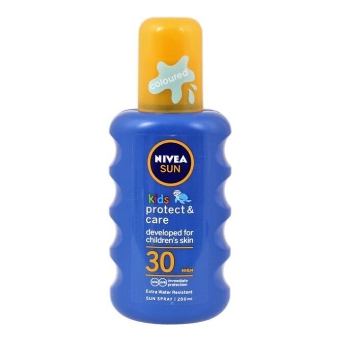 Drėkinamasis apsauginis purškiklis nuo saulės vaikams Nivea Sun Coloured SPF30 200 ml kaina ir informacija | Kremai nuo saulės | pigu.lt