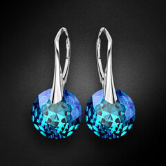 Серебряные серьги "Марианна (Bermuda Blue)" с кристаллами Swarovski™ цена и информация | Серьги | pigu.lt