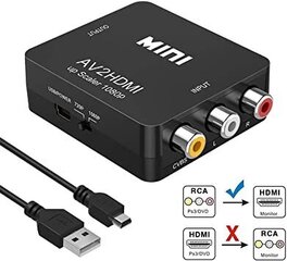 RoGer Adapter to Transfer RCA to HDMI Signal (+Audio) Black kaina ir informacija | Adapteriai, USB šakotuvai | pigu.lt