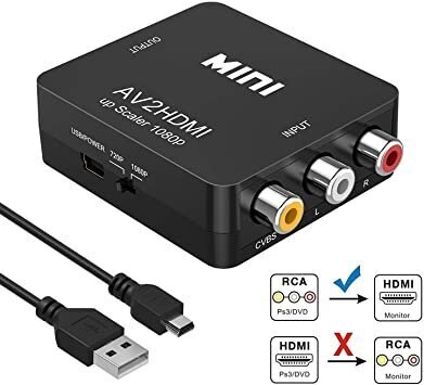 RoGer Adapter to Transfer RCA to HDMI Signal (+Audio) Black kaina ir informacija | Adapteriai, USB šakotuvai | pigu.lt