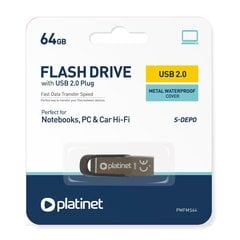 Sidabrinė Platinet S-DEPO PMFMS64 64 GB USB 2.0 Flash atmintis kaina ir informacija | USB laikmenos | pigu.lt