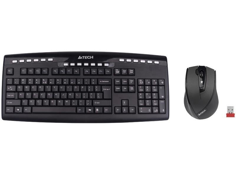 Belaidė A4Tech V-Track 9200F klaviatūra + pelė, Juoda kaina ir informacija | Klaviatūros | pigu.lt