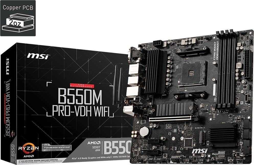 MSI B550M Pro-VDH Wifi цена и информация | Pagrindinės plokštės | pigu.lt