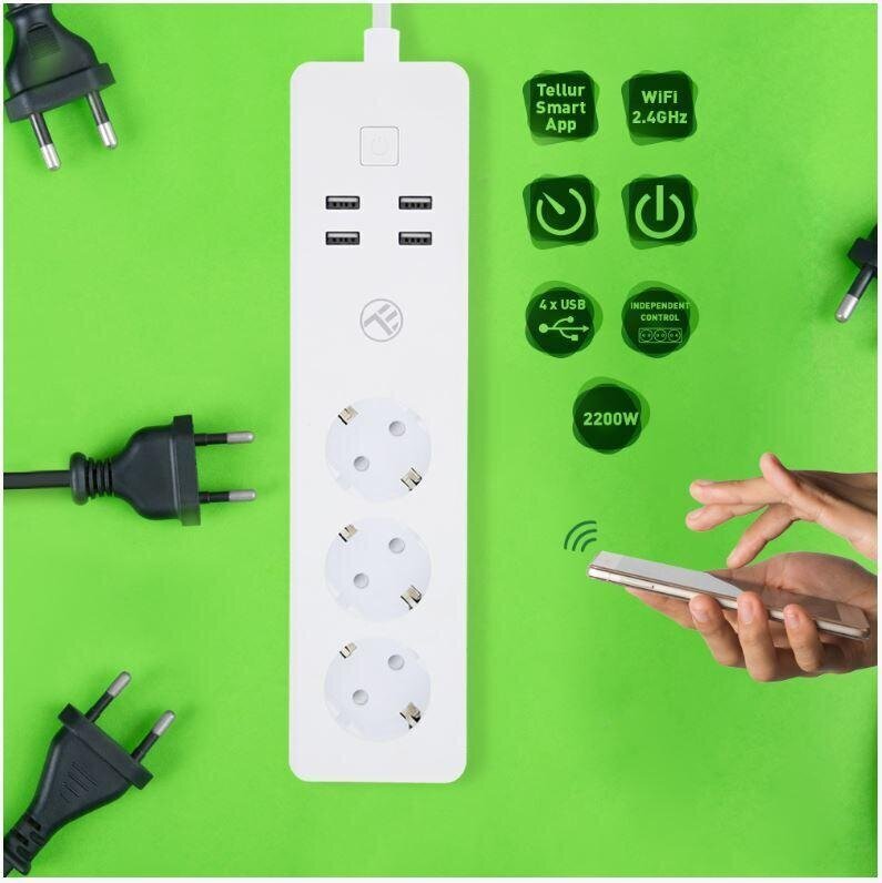 Ilgiklis Tellur WiFi Power Strip 1.8 m kaina ir informacija | Prailgintuvai | pigu.lt