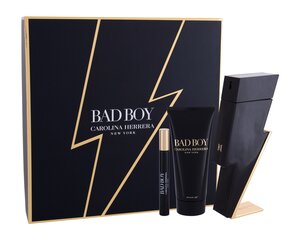 Набор Carolina Herrera Bad Boy для мужчин: EDT, 100 мл + EDT, 10 мл + гель для душа 100 мл цена и информация | Мужские духи | pigu.lt