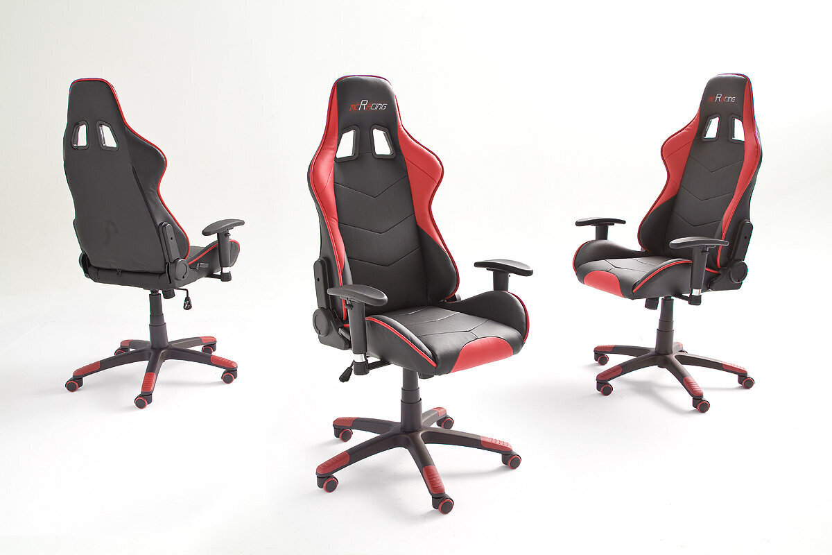 Žaidimų kėdė MC Akcent McRacing 5, juoda/raudona kaina ir informacija | Biuro kėdės | pigu.lt