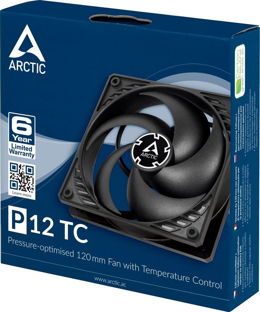 ARCTIC P12 TC korpuso ventiliatorius, 3-pin, 120mm kaina ir informacija | Kompiuterių ventiliatoriai | pigu.lt