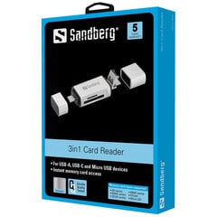 Sandberg 136-28 3 in 1 Card Reader kaina ir informacija | Adapteriai, USB šakotuvai | pigu.lt