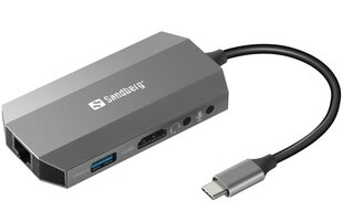 Sandberg USB-C 6in1 Travel Dock, USB-C/HDMI/USB-A/RJ-45/Micro SD цена и информация | Адаптеры, USB-разветвители | pigu.lt