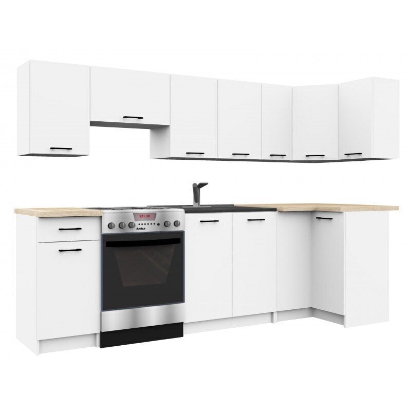 Virtuvinių spintelių komplektas NORE Oliwia 3 m, baltas цена и информация | Virtuvės baldų komplektai | pigu.lt