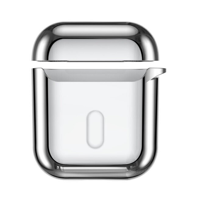 Dėkliukas Baseus Metallic Shining Ultra-thin Silicone Protector Case with Hook for Airpods, Silver kaina ir informacija | Ausinės | pigu.lt