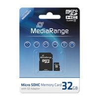 MediaRange SD MicroSD Card 32GB SD CL.10 inkl. Adapter цена и информация | Карты памяти для фотоаппаратов, камер | pigu.lt