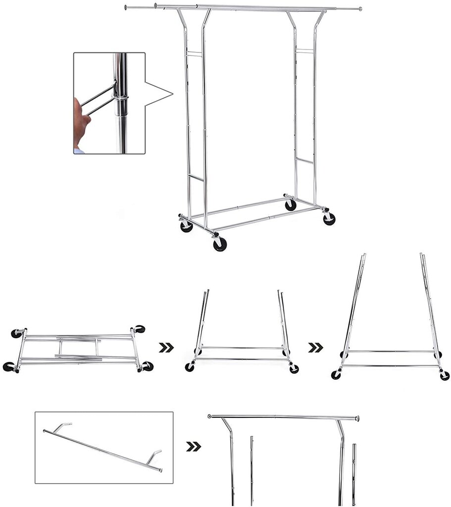 Drabužių kabykla Songmics 172 cm, sidabro spalvos kaina ir informacija | Drabužių kabyklos | pigu.lt