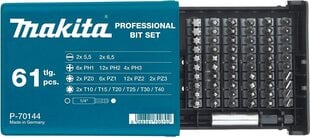 Набор насадок для шуруповертов Makita P-70144, 61 шт. цена и информация | Механические инструменты | pigu.lt