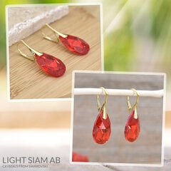 Серьги Pear, Light Siam AB, 22 mm цена и информация | Серьги | pigu.lt