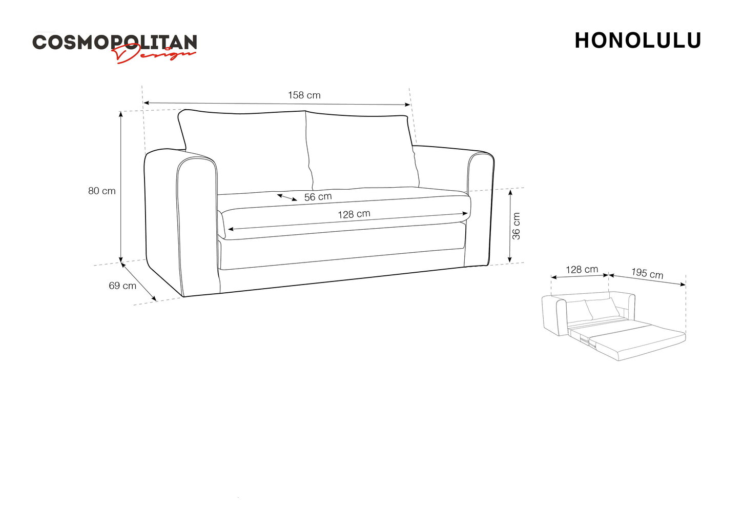 Sofa Cosmopolitan Design Honolulu, žalia kaina ir informacija | Sofos | pigu.lt