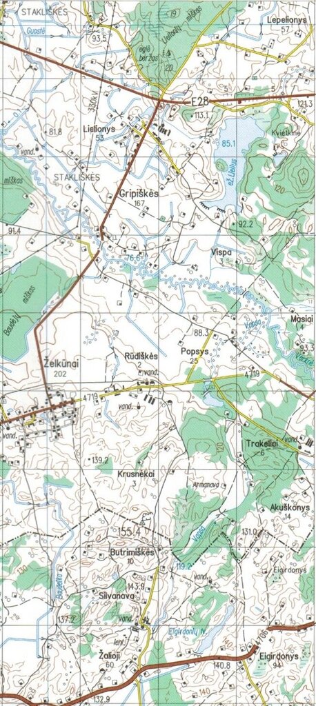 Topografinis žemėlapis, Pakruojis 55-59/60-64, M 1:50000 kaina ir informacija | Žemėlapiai | pigu.lt