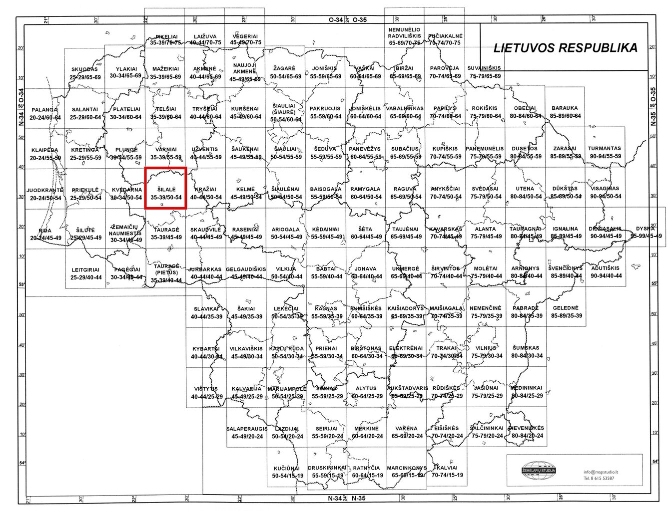 Topografinis žemėlapis, Šilalė 35-39/50-54, M 1:50000 цена и информация | Žemėlapiai | pigu.lt