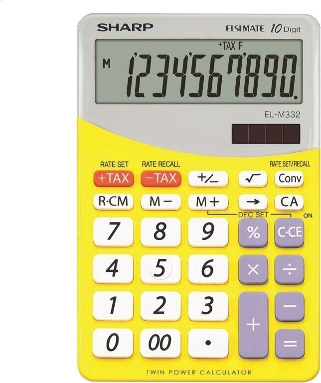 Skaičiuotuvas Sharp EL-M332, geltonas kaina ir informacija | Kanceliarinės prekės | pigu.lt