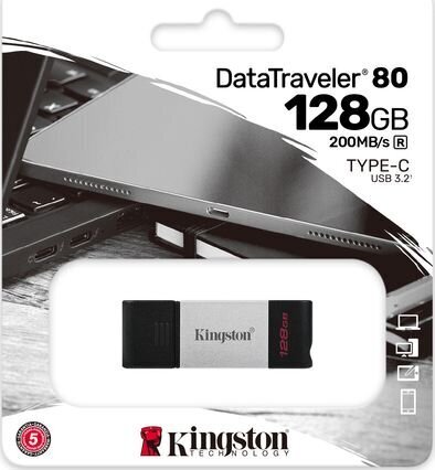 Kingston DT80, 128GB, USB-C цена и информация | USB laikmenos | pigu.lt