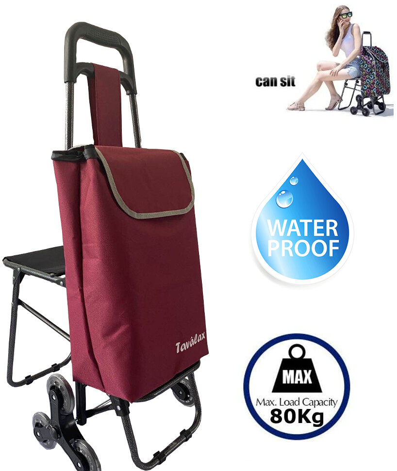 Vežimėlis - krepšys su ratukais ir kėde, tinkantis laiptams Tavalax kaina |  pigu.lt
