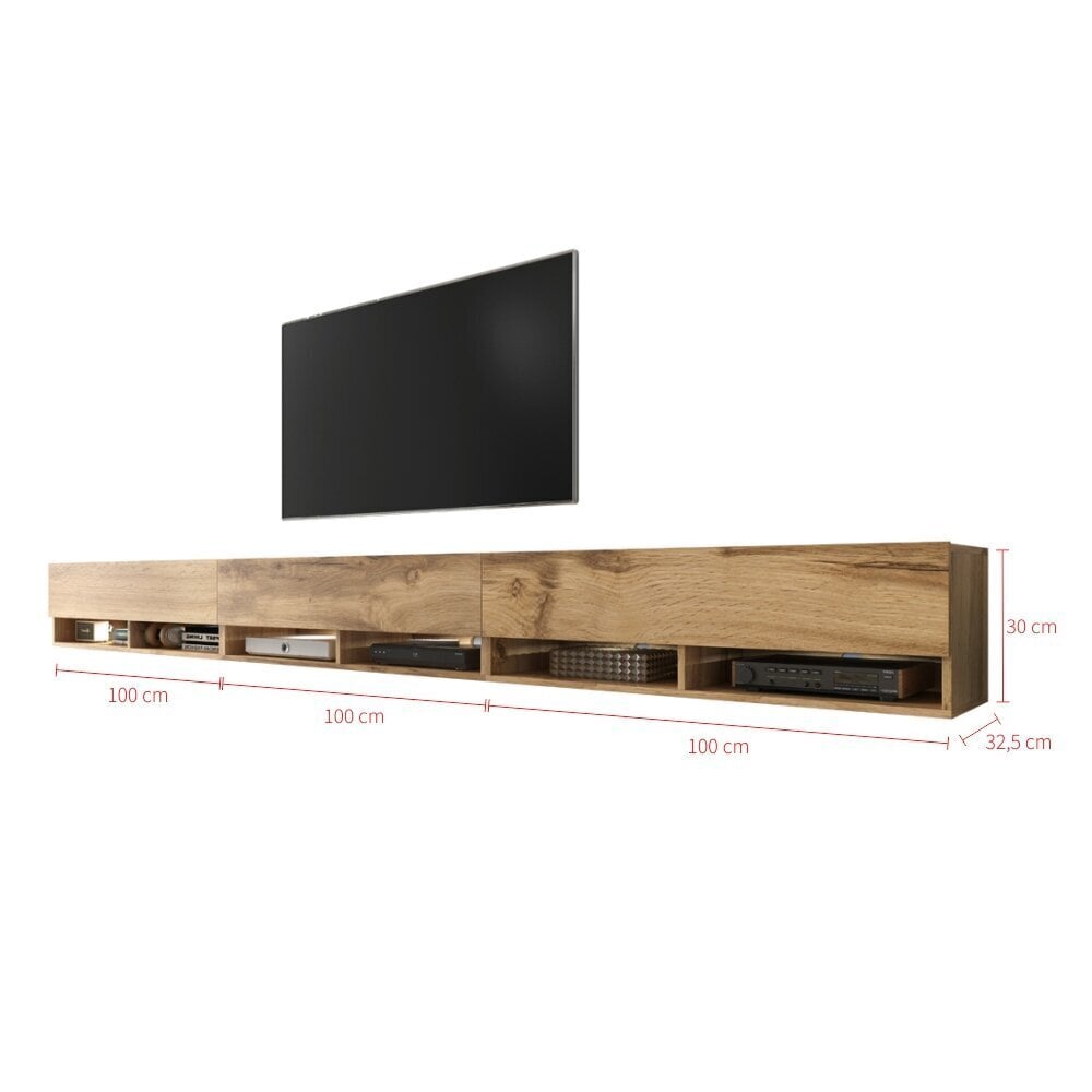 TV staliukas Selsey Wander 300 LED, rudas kaina ir informacija | TV staliukai | pigu.lt