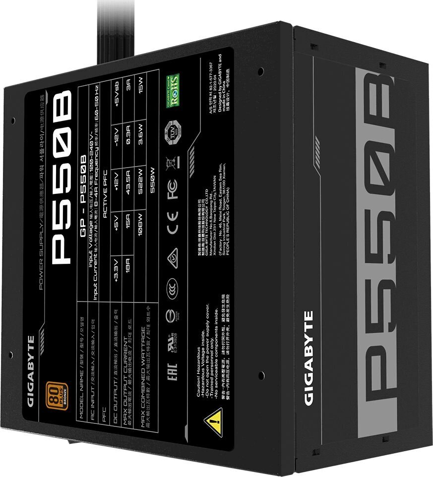 Gigabyte P550B kaina ir informacija | Maitinimo šaltiniai (PSU) | pigu.lt