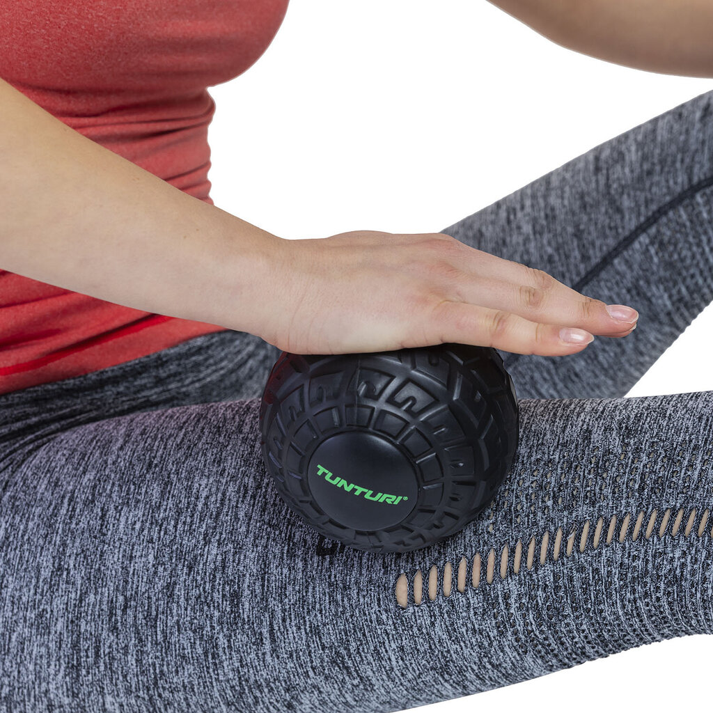 Masažo kamuolys Tunturi EVA Massage Ball, 12 cm, juodas kaina ir informacija | Masažo reikmenys | pigu.lt