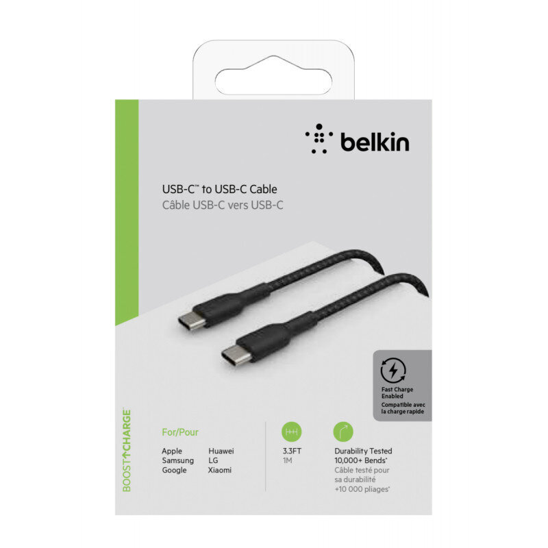 Belkin CAB004bt1MBK, USB-C, 1 m kaina ir informacija | Kabeliai ir laidai | pigu.lt