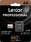 Lexar microSDXC 64GB Pro su adapteriu цена и информация | Atminties kortelės telefonams | pigu.lt