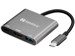 Sandberg 136-00, USB-C/USB-A/HDMI kaina ir informacija | Adapteriai, USB šakotuvai | pigu.lt