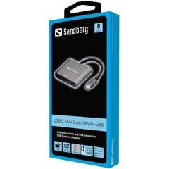 Док-станция Sandberg 136-00, USB type-C, USB-A, HDMI цена и информация | Адаптеры, USB-разветвители | pigu.lt