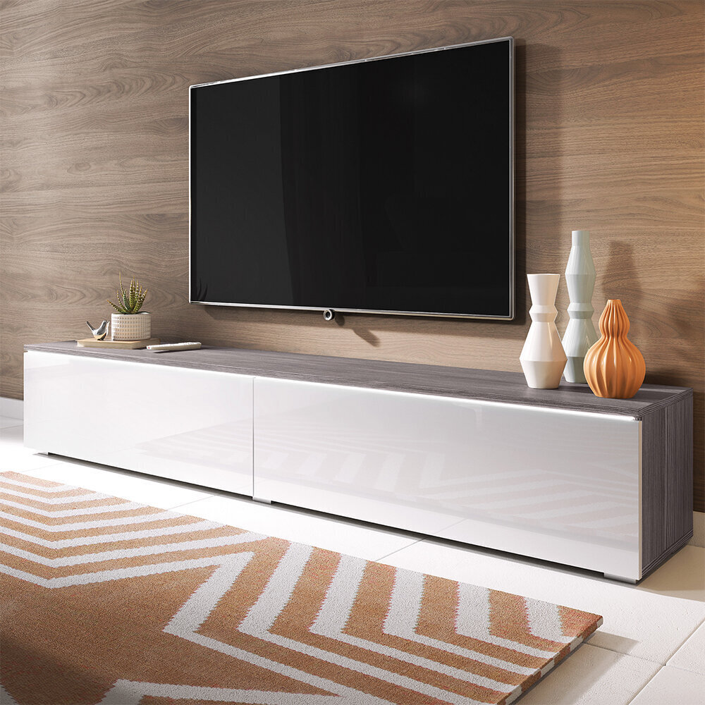 TV staliukas Selsey Kane LED, tamsiai rudas/baltas kaina ir informacija | TV staliukai | pigu.lt