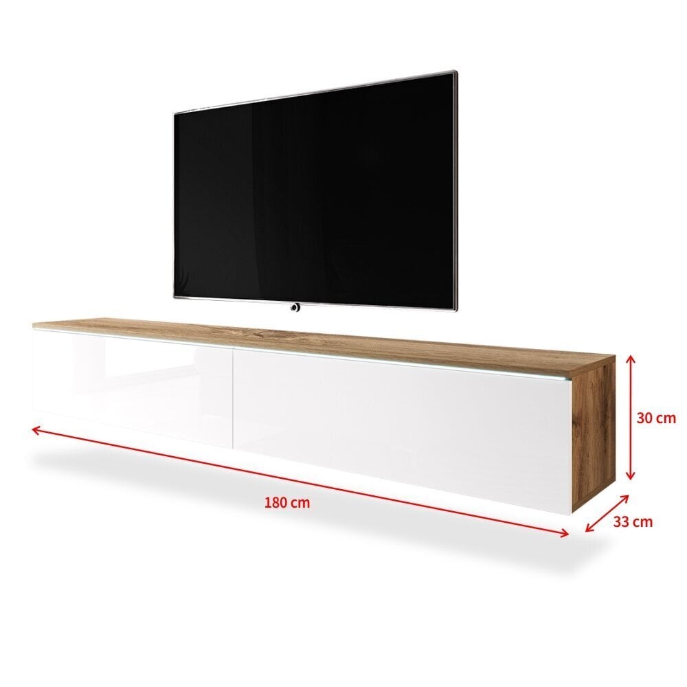 TV staliukas Selsey Kane LED, rudas/baltas kaina ir informacija | TV staliukai | pigu.lt