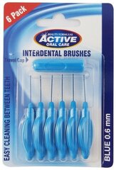 Tarpdančių šepetėliai active oral Care Interdental Brushes, 0,60mm, 6vnt. kaina ir informacija | Dantų šepetėliai, pastos | pigu.lt